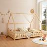 Lit d'Enfant Design Forme Maison Sisimiut Pin 200 x 120 cm naturel [en.casa] - bois de pin naturel