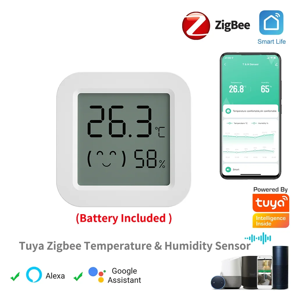 Tuya Temperatur Feuchtigkeit Sensor Mini LCD Digital Display Kompatibel mit Bluetooth APP Fernbedienung Thermometer Hygrometer Image