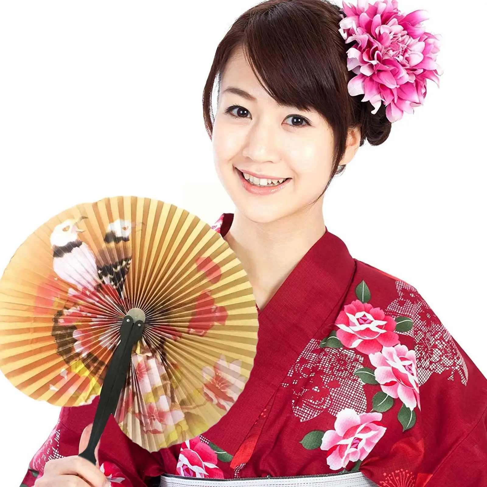 Alter stil falten kleiner papier fan 1 stücke zufälliger stil papier fächer hand fächer hielten stil falten fan chinesische hochzeits fächer hand Image