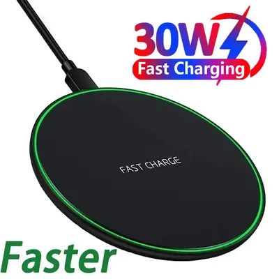 30W Wireless Charger Pad for iPhone 15 14 13 12 11 Pro Max X Samsung Xiaomi Phone Chargers