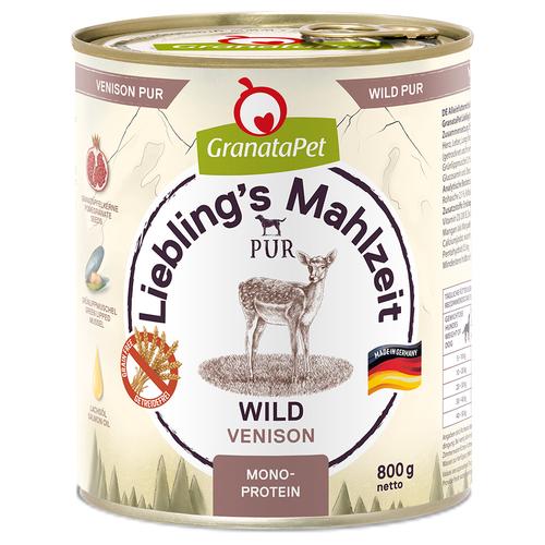 6x800g GranataPet Liebling's Mahlzeit Wild Hundefutter nass