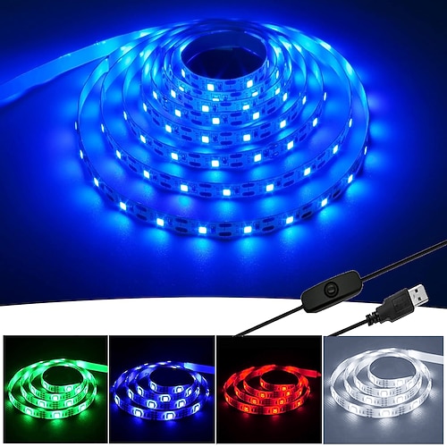 Flexibles LED-Lichtband mit hoher Helligkeit, wasserdichtes Lichtband für den Außenbereich, Stromversorgung über USB oder Batterie, 5 V, 5050 SMD, mehrfarbig, optional für Aktivitäten im Innen- und Image