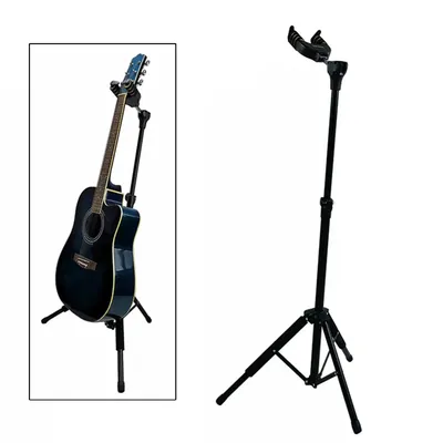 Electric Guitar Stand Travel Instrument Holder Self Locking Portable Tripod