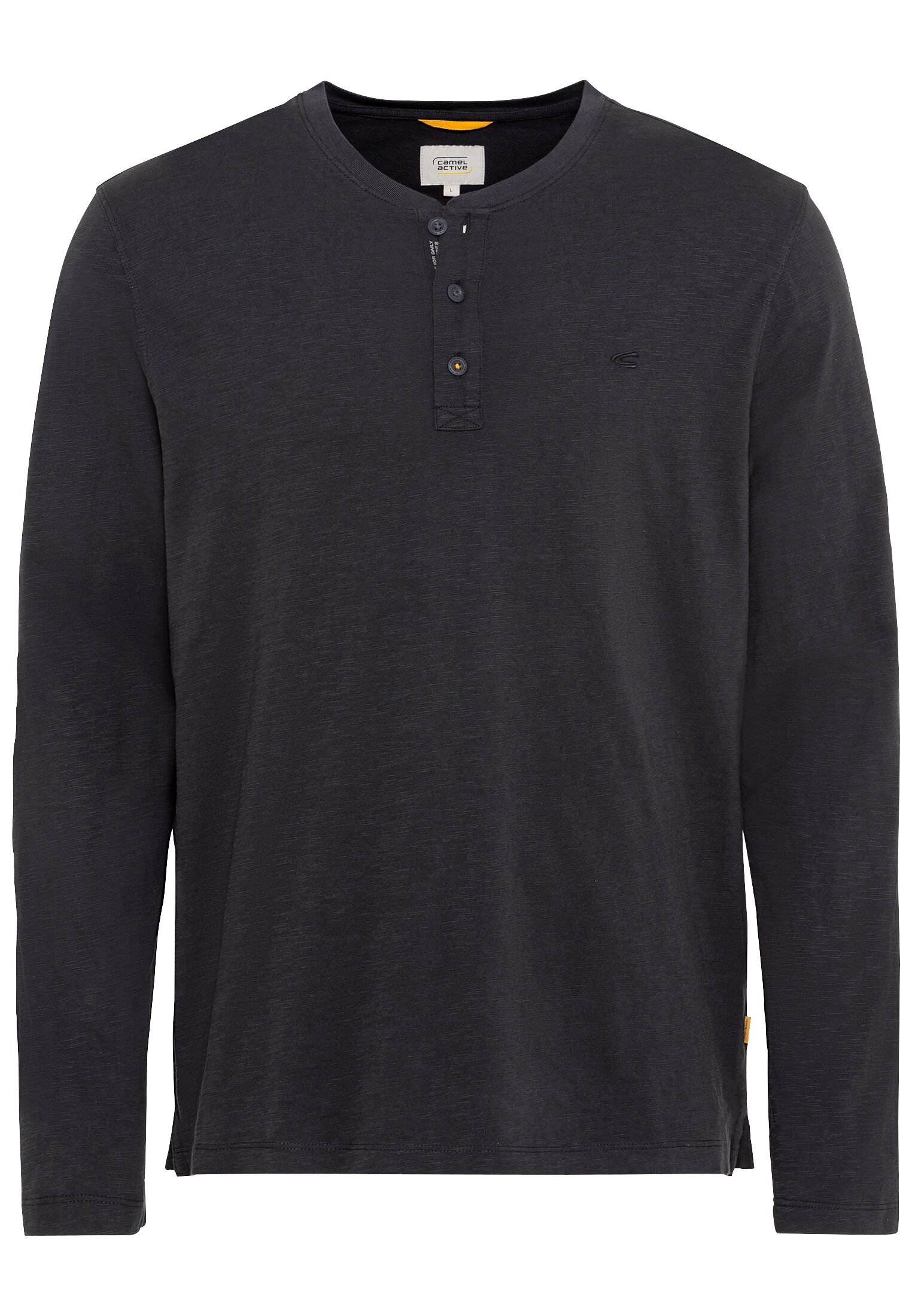 Henleyshirt CAMEL ACTIVE, Herren, Gr. 4XL, grau (asphalt), Piqué, Obermaterial: 100% Baumwolle, unifarben, regular fit hüftbedeckend, Rundhals, Shirts, mit Logostickerei