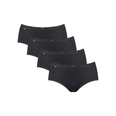 Slip SLOGGI "Basic+ Midi 4P", Damen, Gr. 48, schwarz, Single Jersey, Obermaterial: 95% Baumwolle, 5% Elasthan, unifarben