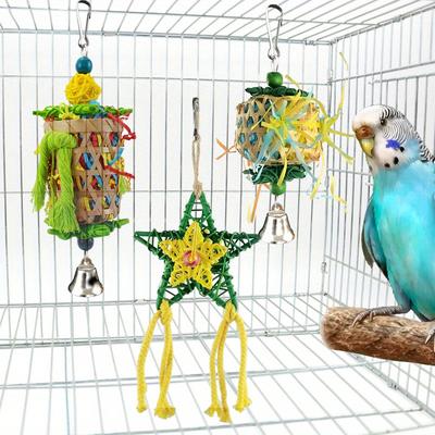 3pcs Bird Parrot Toys Colorful Bird Chewing Toys Parrots Cage Accessories Random Color