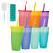 TEMU Color Changing Tumblers With Lids, Straws, Cleaning Brush & Ice Cube Tray - 7 Reusable Bulk Tumblers Plastic Cold Cups For Adults 24oz Tumblers