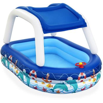 Planschbecken Bestway 213x155x132 cm Blaues Schiff mit Sonnenschutzdach und Steuerrad mit Hupe ab 3 Image
