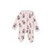 Just One You Made by Carter's Long Sleeve Onesie: Pink Floral Motif Bottoms - Size Newborn