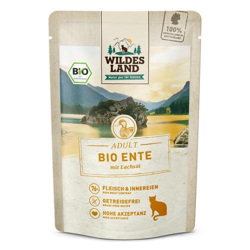 12x 85g Wildes Land Bio Bio-Ente PUR mit Lachsöl Katzenfutter nass