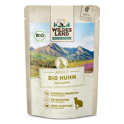 12x 85g Wildes Land Bio Bio-Huhn PUR mit Lachsöl Katzenfutter nass