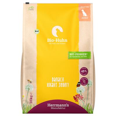 10kg Herrmanns Bio-Huhn mit Reis & Erbsen Hundefutter trocken