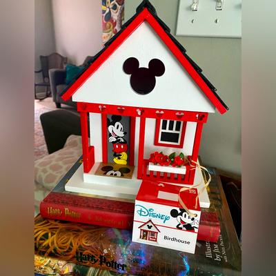 Disney Other | Disney Mickey Mouse Wooden Birdhouse Nwt | Color: Red/White | Size: Os