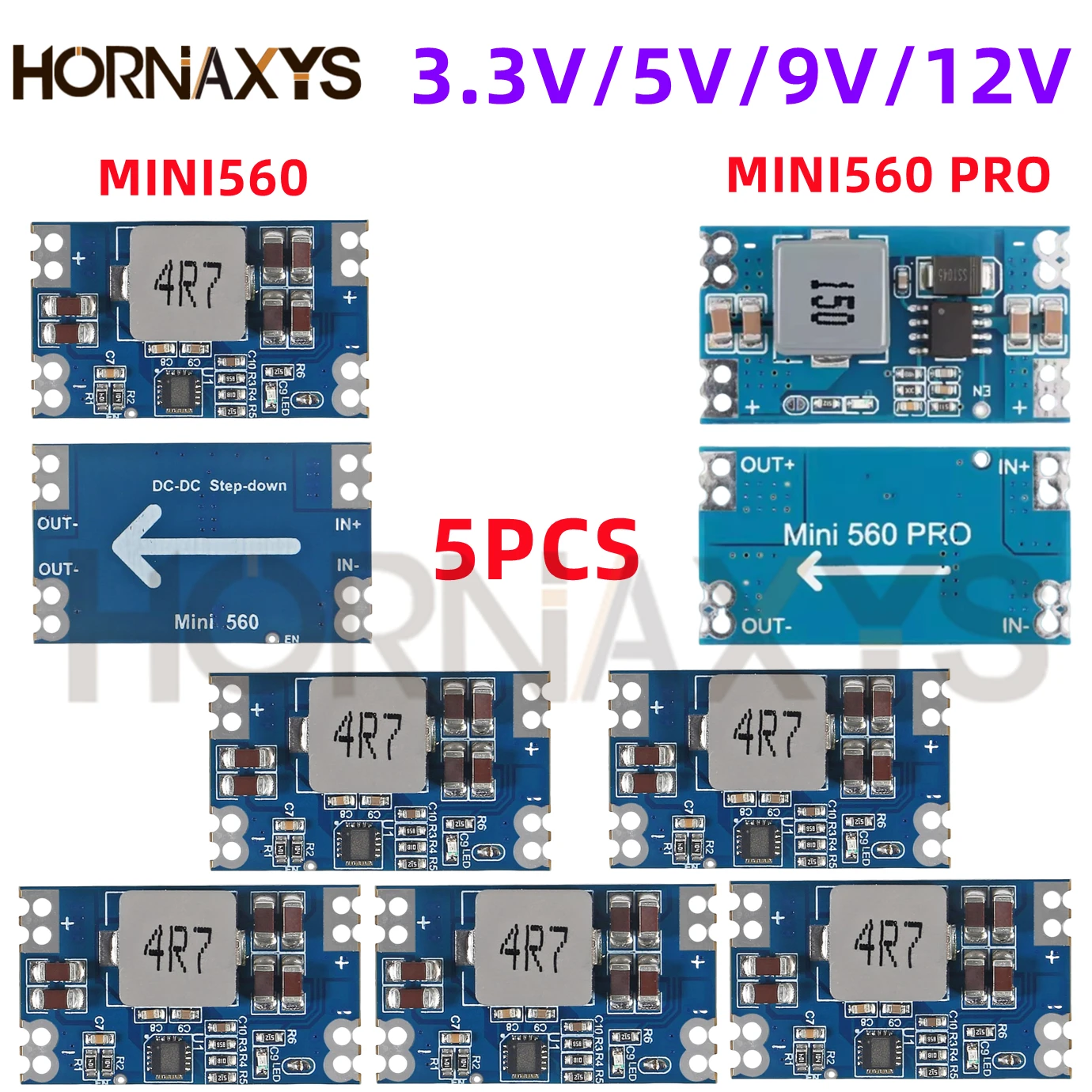 5 Stück/Mini560 5A DC-DC Mini560 PRO Step-Down stabilisiertes Spannungsversorgungsmodul 6–30 V bis hocheffizienter Ausgang 3,3 V 5 V 9 V 12 V Image