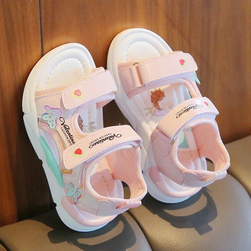 Neue Mädchen Sandalen Gladiator Cartoon Süße Weiche Kinder Strand Schuhe Kinder Sommer Floral Sandalen Prinzessin Schuhe Mode Niedlich Image