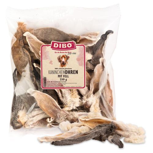 Sparpaket: 4x250g DIBO Kaninchen-Ohren mit Fell Hundesnacks