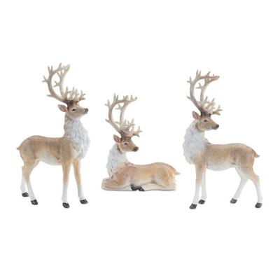 Glittered Holiday Deer Figurine (Set of 3) – Melrose International 90882DS