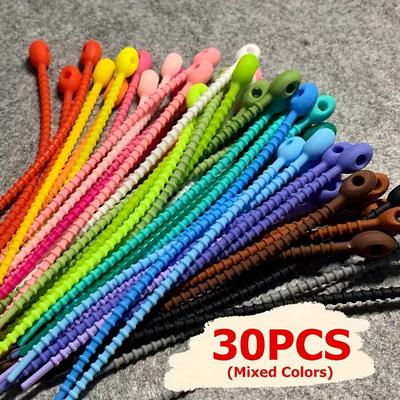 TEMU 30pcs Silicone Reusable Cable Wire Organizer Winder Storage Holder Bag Ties Cord Management Zip Tie Twist Multifunctional Bag Clip Earphone Line Tidy Clips