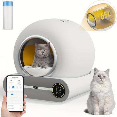 TEMU Revolutionize Your Cat's Litter Experience With Smart Self-cleaning Litter Box - 65l+9l Capacity, App Control, And Mess-free Design For Multiple Cats