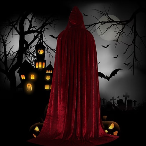 Halloween Umhang Hexerei Robe Umhang für Kinder Umhang Samt Kapuze Cosplay Party Umhang Zauberer Robe Umhang Image