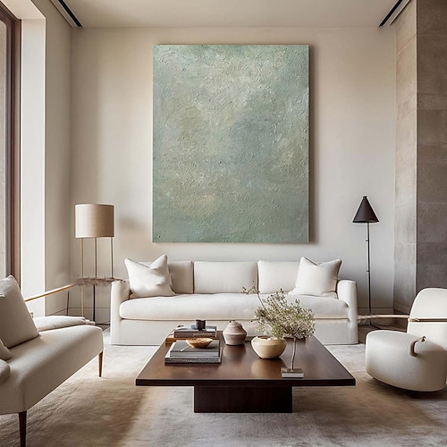 großes grünes Strukturgemälde, handgemalt, dunkelgrünes abstraktes Ölgemälde, handgemachte Wandkunst, Salbeigrün, abstraktes Gemälde, moderne Struktur, Leinwandkunst, grüne Wandkunst, Gemälde Image