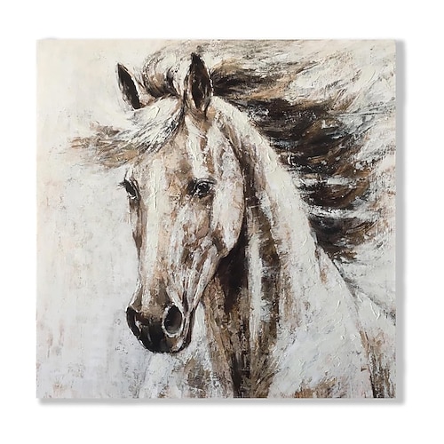 handgemachtes Ölgemälde auf Leinwand, Wandkunst, Dekoration, modernes abstraktes Tierpferd für die Inneneinrichtung, gerolltes, rahmenloses, ungedehntes Gemälde Image