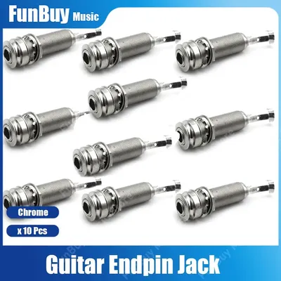 10PCS CYLINDER Guitar EQ Pickup Endpin Output Jack Nickel Strap Lock Chrome