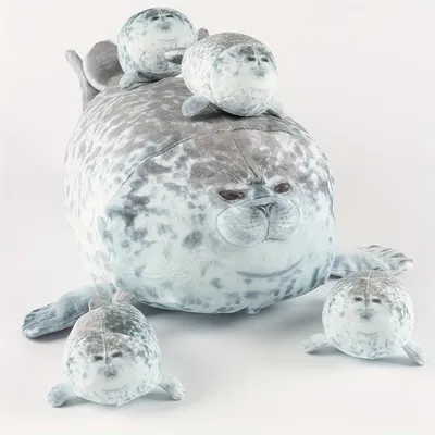 40cm Plush Blob Seal Pillow Mother with Four Kids Seal Chubby 3D Novelty Sea Lion Doll Stuffed Toy