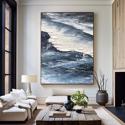 grandi dipinti ad olio su tela di mare dipinti ad olio fatti a mano 3d texture paesaggio marino arte dipinti ad olio arte murale fatta a mano dipinti di onde oceaniche blu e bianche pittura ad olio
