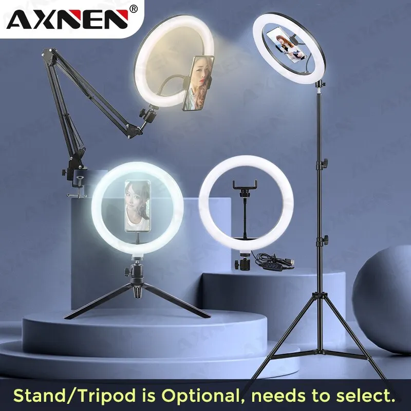 LED-Selfie-Ringlicht-Fotografie-Video licht, optionaler Stativ ständer, 8/10 Zoll-Ring leuchte mit Telefon halter für Live-Streaming Image