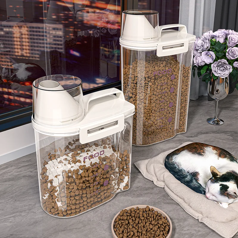 Seau de stockage hermétique pour aliments pour chats, réservoir de conservation sous vide pour aliments pour chiens, boîte de rangement anti-humidité et déshumidifiante pour friandises pour animaux de