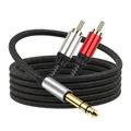 Cavo Audio da 1/4 pollici TRS a doppio RCA 6.5 Jack Stereo da 6.35mm a L/R adattatore Splitter RCA Y cavo intrecciato per altoparlante amplificatore DVD