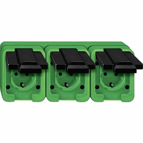 Merten AGRAR Steckdose, 3f, grün, matt, Aufputz, horizontal/vertikal, mit Klappdeckel, IP44, Komplettgehäuse Image
