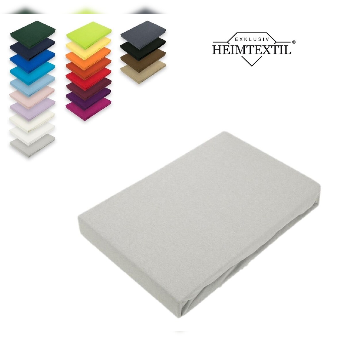 EXKLUSIV HEIMTEXTIL Microfaser Marke Spannbettlaken 180 - 200 x 200-220 cm + 40 cm Silber Image