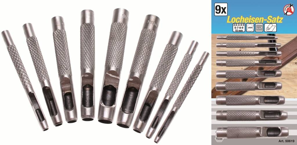 Kraftmann 50619 Locheisen Satz 2,5 bis 10mm für Leder Textil Image