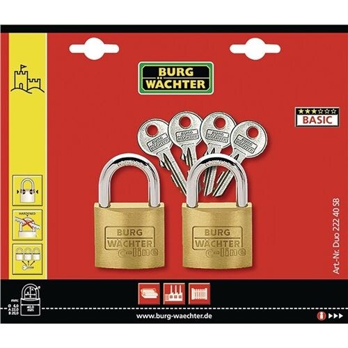Vorhangschloss-Set Trio 222 30 Schlosskörper-B.30mm BURG-WÄCHTER Image