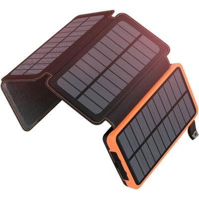 Ulisem - Solar-Ladegerät, 25.000 mAh, tragbarer externer Akku mit 4 Panels, wasserdichte Powerbank