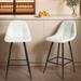 37.5" Modern Metal Counter Height Barstools (Set of 2), Bar Stools with Back and Footrest, Bar stools for Kitchen Home, Armless Bar Stools, White PU Leather Bar stools