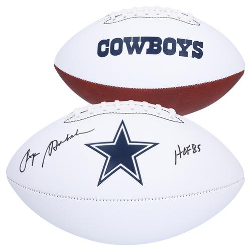 Roger Staubach Dallas Cowboys signierter Franklin White Panel Football mit „HOF 85“-Aufschrift