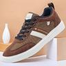 sneakers casual marroni da uomo - eleganti scarpe sportive stringate con tomaia in tela e pelle