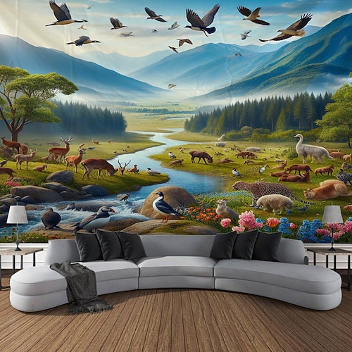 Afrikanische Safari Wildtiere Wandteppich Wanddekoration große Wandteppich Wanddeko Foto Kulisse Decke Vorhang Home Schlafzimmer Wohnzimmer Dekoration Image