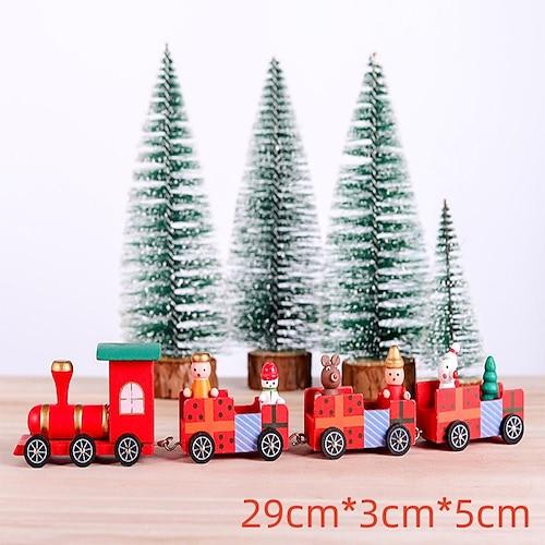Weihnachtsdekorationen, kleine Holzeisenbahnen, Kindergeschenke, kleine Weihnachtsgeschenke, Fensterdekorationen