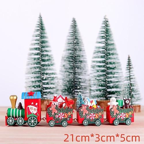 Weihnachtsdekorationen, kleine Holzeisenbahnen, Kindergeschenke, kleine Weihnachtsgeschenke, Fensterdekorationen