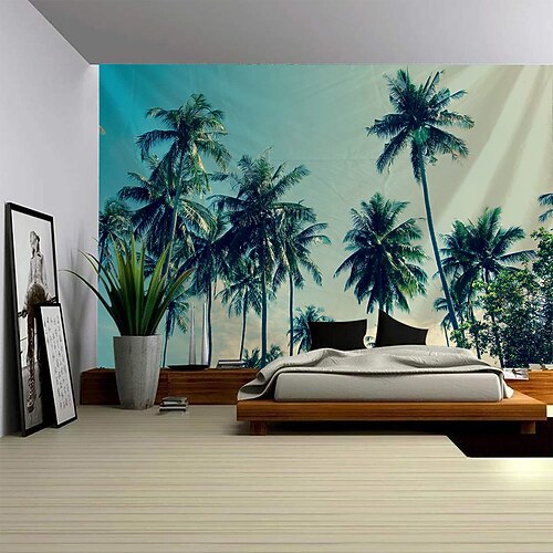 Sonnenuntergang Palmen hängen Wandteppich Kunst große Wandteppich Wandbild Dekor Fotografie Hintergrund Decke Vorhang Haus Schlafzimmer Wohnzimmer Dekoration Wandtuch XXL Natur Image