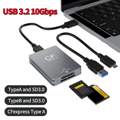 2-in-1 CFexpress Type A &SD Card Reader CF Express Card Reader Type A Adapter USB 3.2 10Gbps