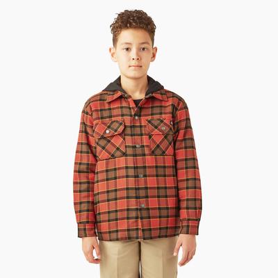 Dickies Boys' Flannel Shirt Jacket - Red Ochre Size S (A85WV)