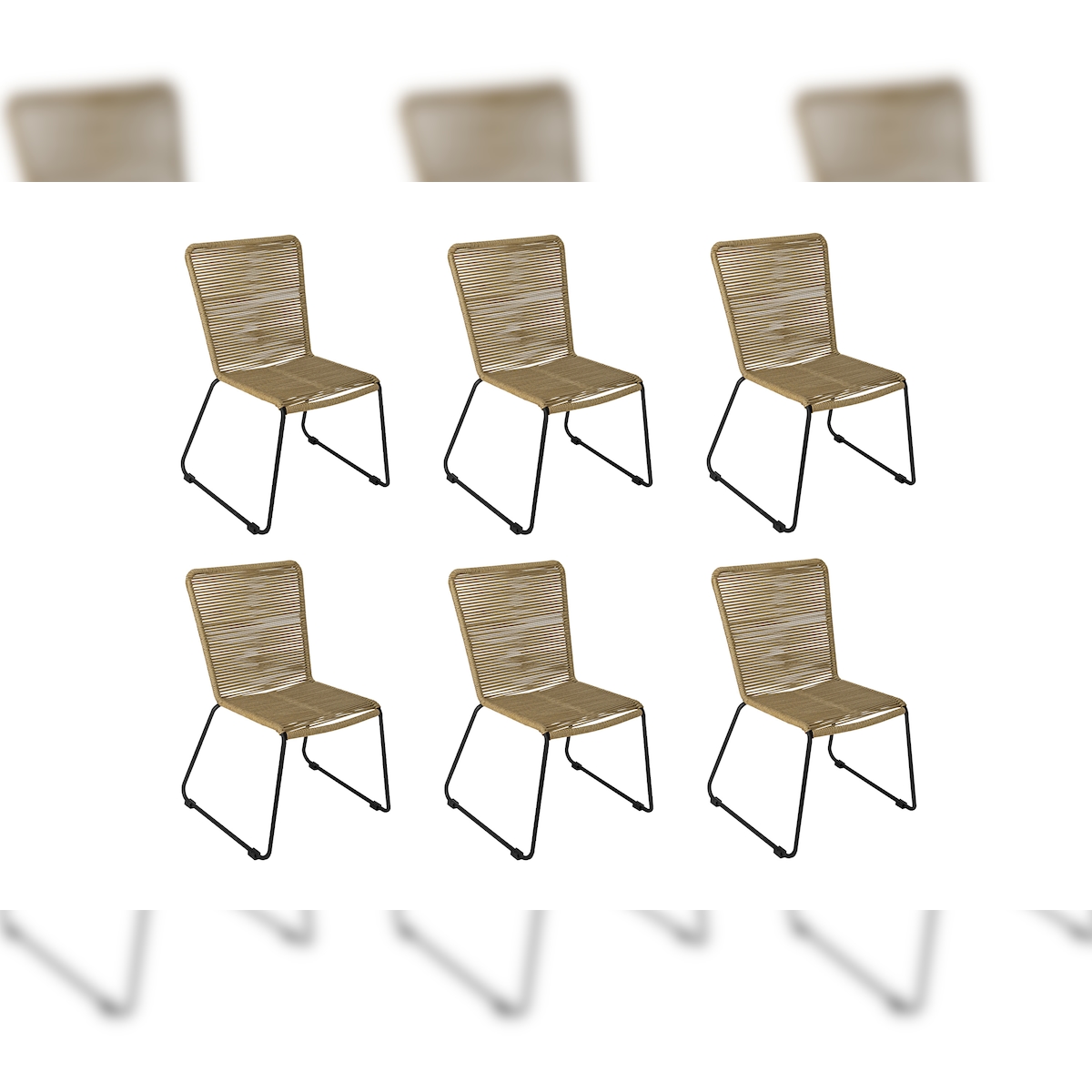 Möbelliebling Gartenstuhl Outdoor-Seilstuhl Farbe Taupe mit Eisen-Gestell in schwarz ISRA (6er Set) Image