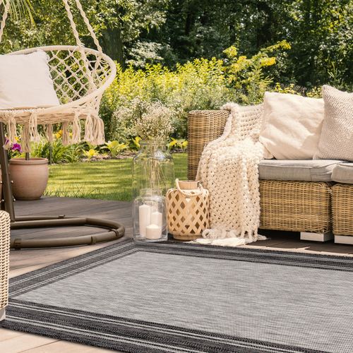 Prince Border Rectangle Rug, 3'3"" x 4'11"", Black