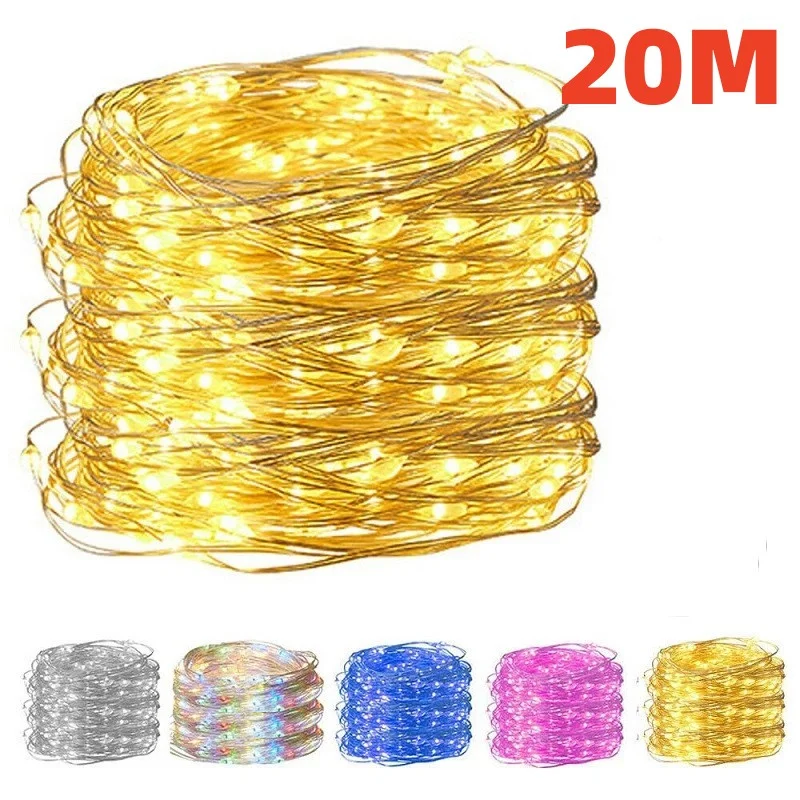 1m/2m/3m/5m/10m USB LED guirlandes lumineuses guirlande lampe bricolage fête mariage arbre de noël clignotant fée LED lumières décoration de la maison