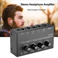 Mini amplificatore per cuffie a 4 canali HA400 Amplificatore audio stereo ultracompatto con adattatore di alimentazione Amplificatore per cuffie da 10 MHz per la musica